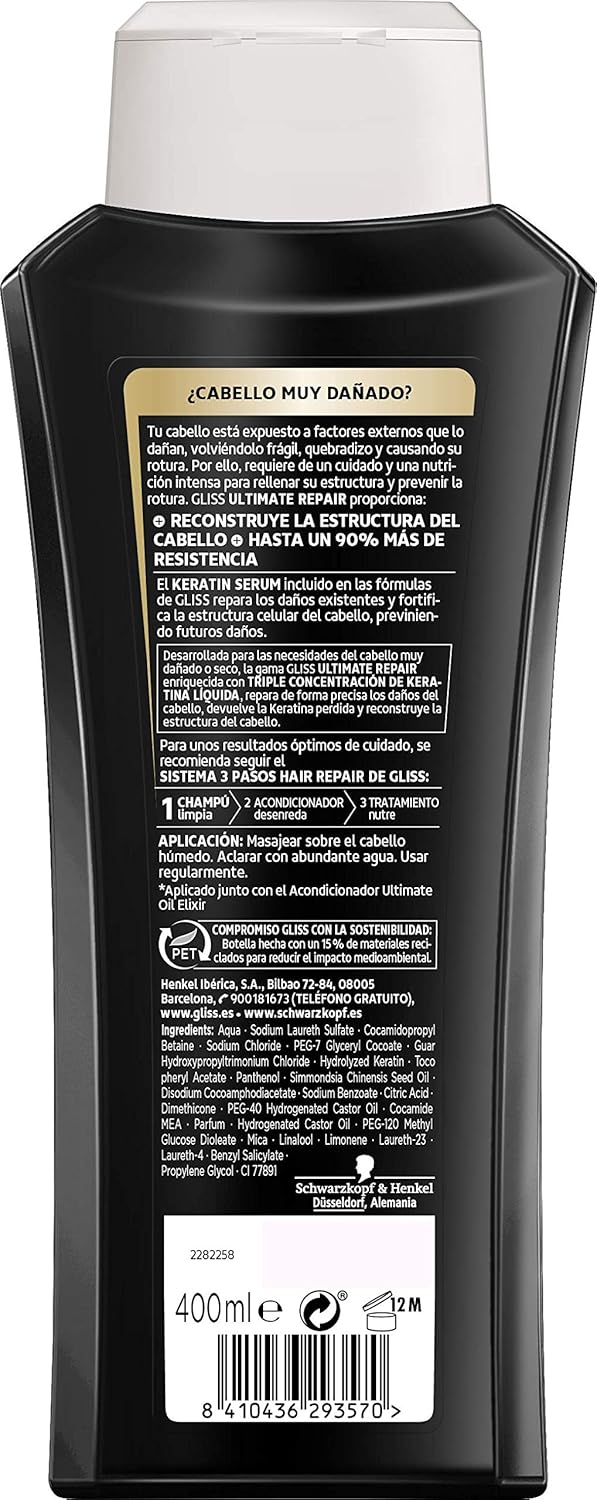 Gliss Ultimate Repair Shampoo for Dry and Damaged Hair - 400 ml, 400 ml (Pack of 1) - Image 3