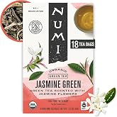 Numi Organic Jasmine Green Tea, 18 Green Tea Bags with Real Jasmine Flowers | Green Tea Leaves Scented with Real Jasmine Flowers