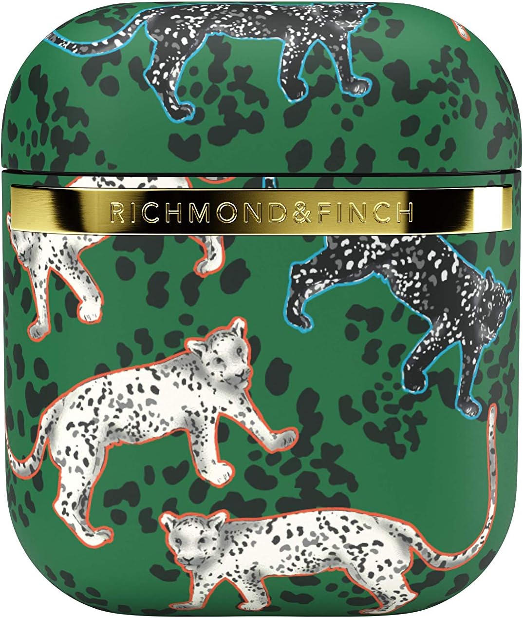 RICHMOND & FINCH Case Compatible with Airpods, Green Leopard Full Protective Cover, Shockproof, Scratch Resistant
