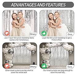 2 Pack Silver Foil Fringe Curtains Streamers Party