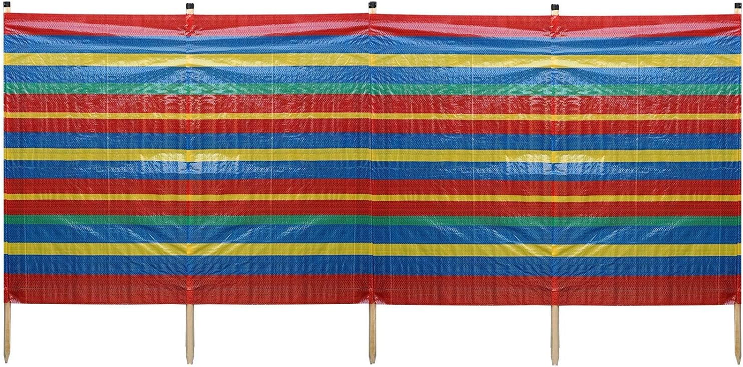 Lettuce Eat ® 4 Pole Colourful (7ft) Wind Break for Camping, Caravan, Festival and Beach Windbreaker - Privacy and Protection from Wind, Sun and Sand - Perfect for Camping, Beach or Picnics