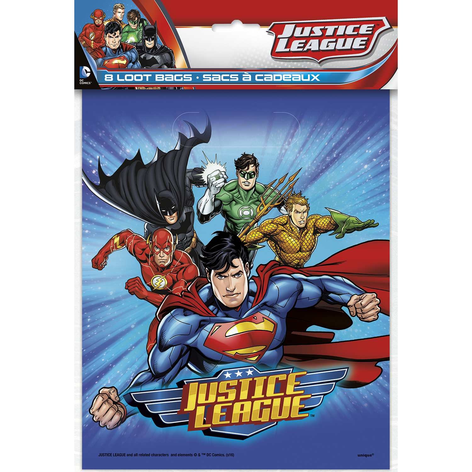 Unique Party 49973 - Justice League Party Bags, Pack of 8