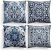 M-Qizi Blue Throw Pillows Covers for Couch, Decorative Pillow Covers 18x18 Set of 4, Blue and White Pillow Covers, Chinoiserie Pillow Cover, Chinoiserie Décor