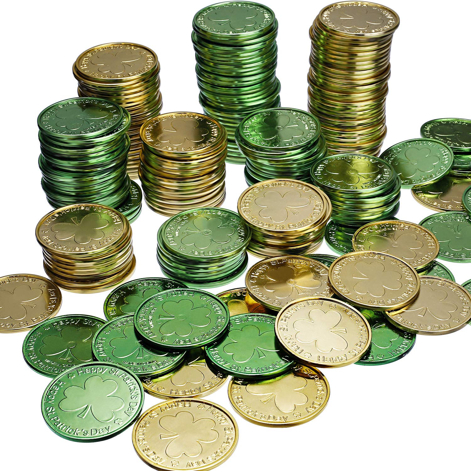 Chuangdi Lucky Plastic Coin St. Patrick's Day Coins Shamrock Coins Green and Gold Coins St. Patrick's Day Party Favor (60)- Buy Online in Bahamas at bahamas.desertcart.com. ProductId : 182244526.