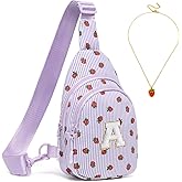 I IHAYNER Small Initial Sling Bag for Gilrs Christmas Gifts for Kids Girls - Birthday Gifts for 3 4 5 6 7 8 9 10 11 12 13 Year Old Girls Crossbody Bag Purse Cute Personalized Trend Stuff Strawberry-A
