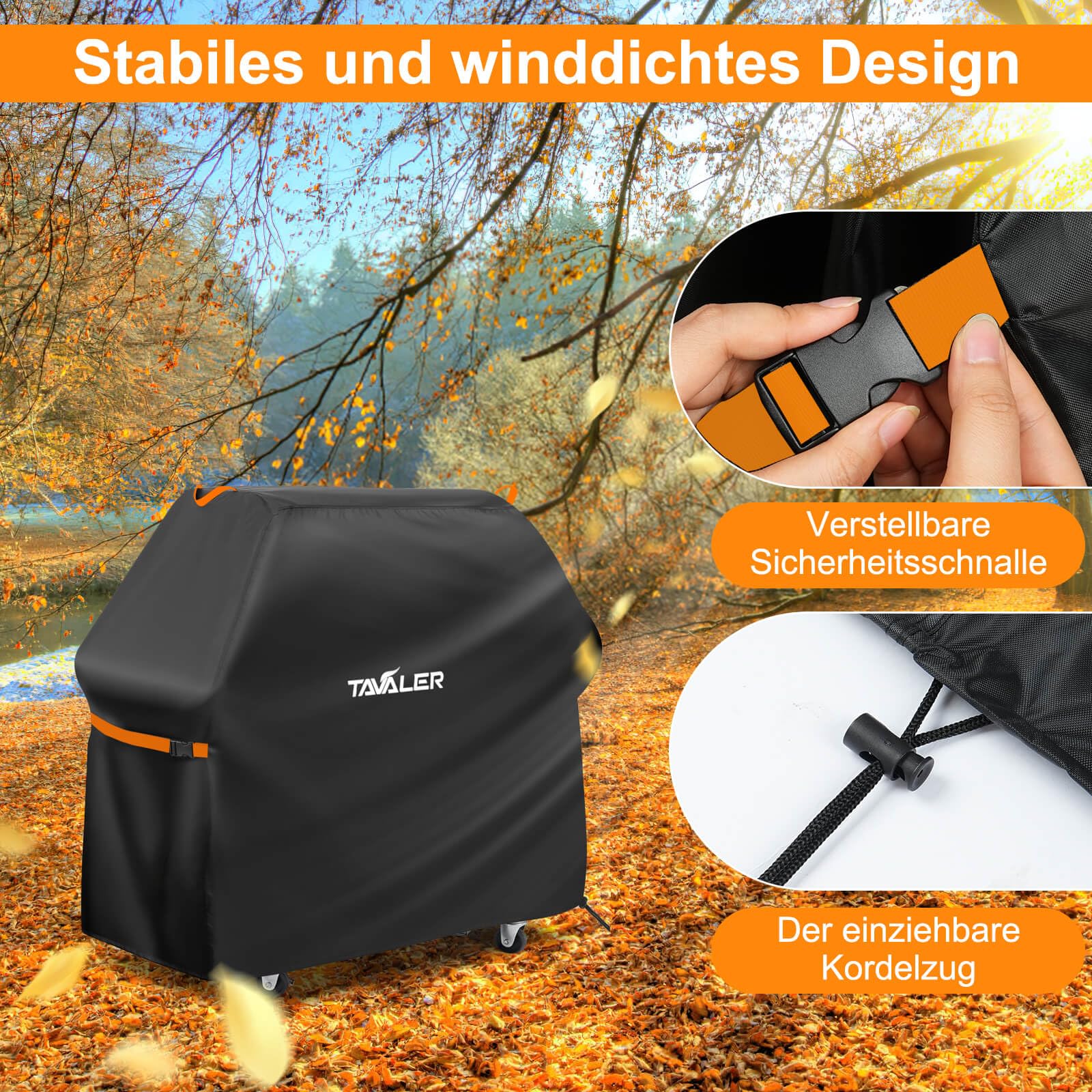 Tavaler Grillabdeckung Wetterfest-140x65x120 cm Grill Abdeckhaube 420D Oxford-Stoff Grillhaube Gasgrill Abdeckung Grill Schutzhülle für Weber, Enders, Char Broil Serie 5