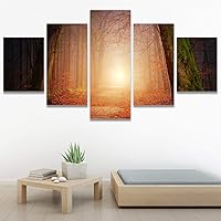 SIGNWIN 5 Panel Canvas Wall Art Setting in The Tree for Home Decorations Ready to Hang - 60