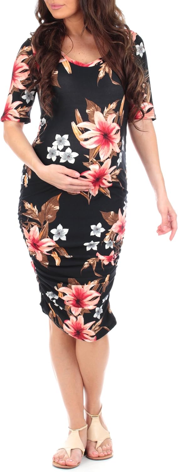 Women's Maternity Ruched Dress for Baby Shower or Casual Wear - Made in USA at  Women’s Clothing store