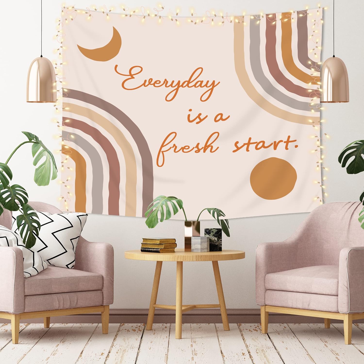 Tapestries - Imirell Boho Rainbow Tapestry 59Wx51H Inches Motivational Inspirational Quotes for Teen Girl Classroom Sun Moon Nursery Boys Kids Art Hanging Bedroom Living Room Dorm Wall Blankets Home Decor Fabric