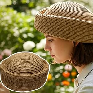 Straw Beret Hats for Women,Hand Woven Vintage Church Hat Elegant Beret,Artist Painter Hats for Summer Wedding Party