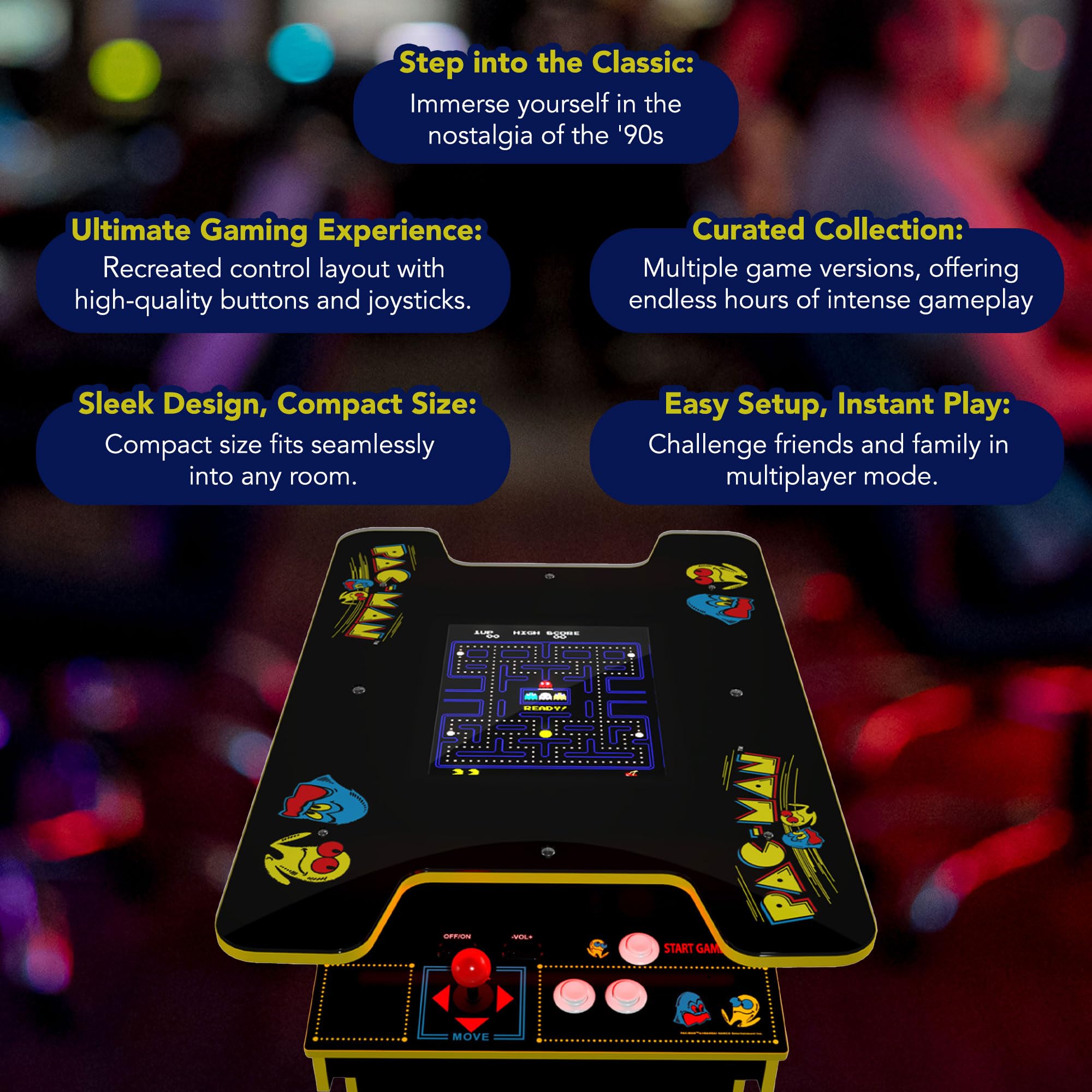 Arcade1Up Pac-Man Head-to-Head Arcade Table, Black Series, 17