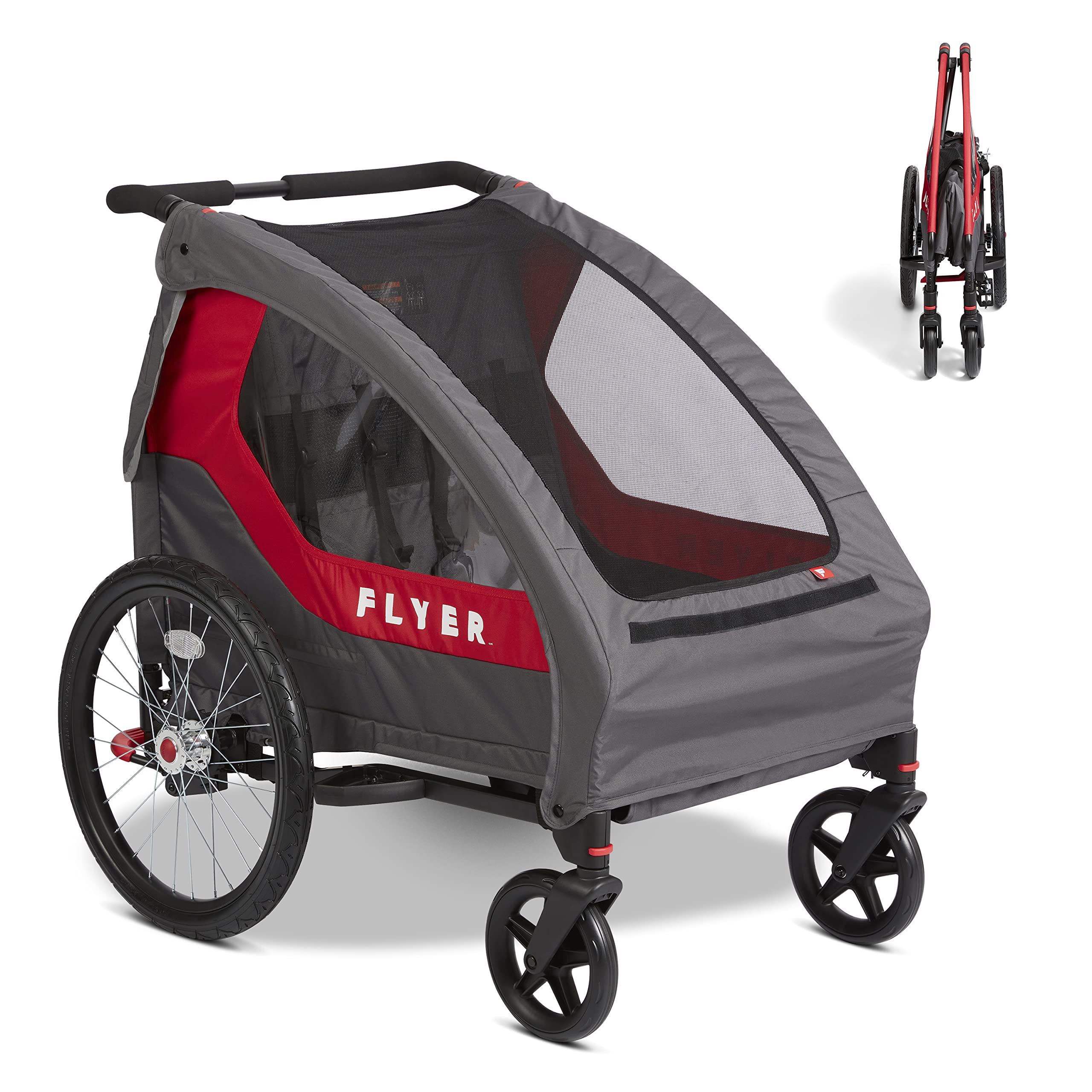 Flyer? Duoflex 2 in 1 Bike Trailer and Double Stroller for Toddlers, 1+ Years
