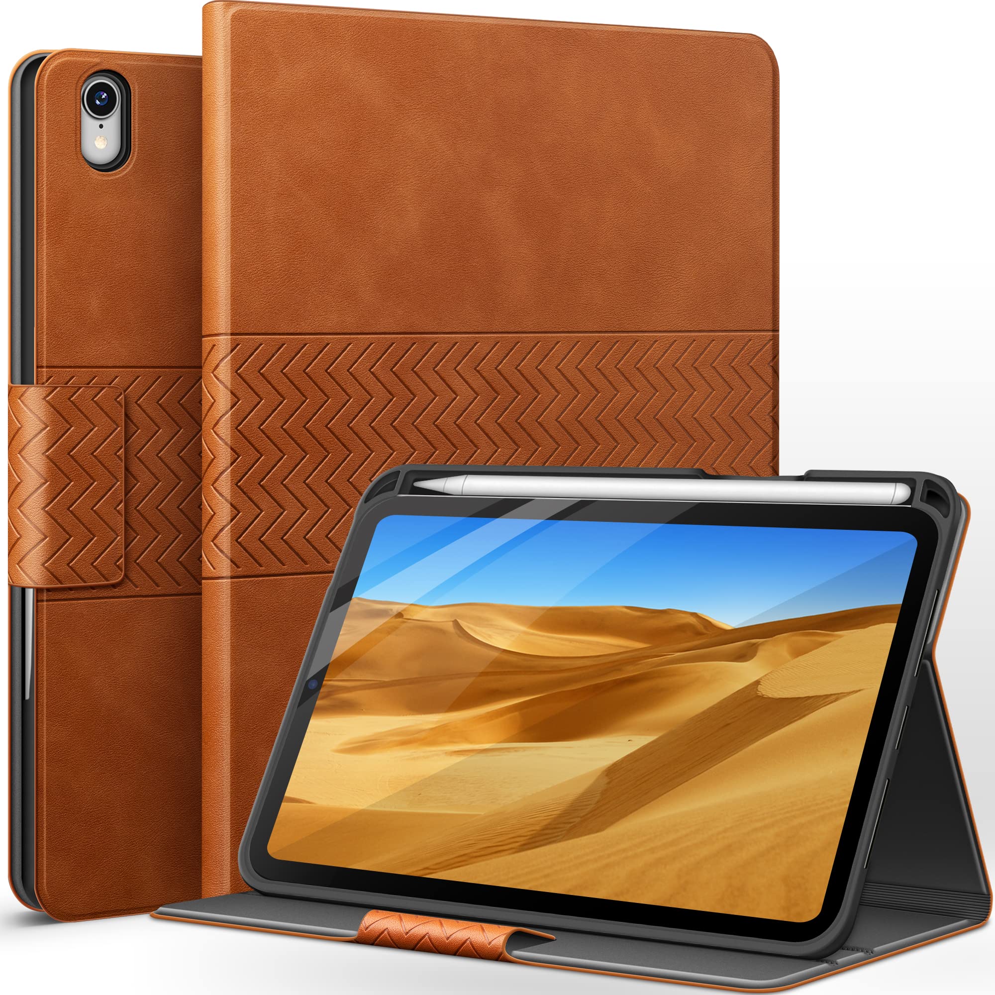 AUAUA Case for iPad Mini 7 (2024) / iPad Mini 6 Case (2021) 8.3 inch with Pencil Holder, Multiple Viewing Angles, Magnetic Closure, Auto Sleep/Wake (Brown)