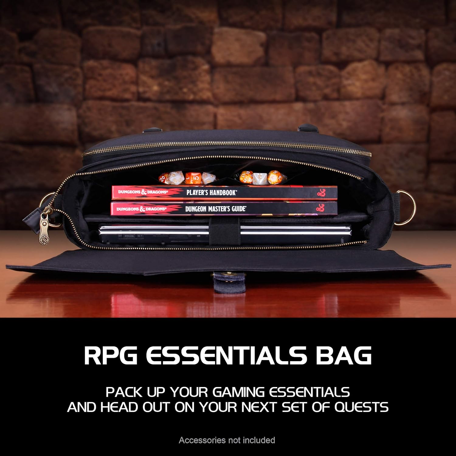 ENHANCE Tabletop DnD Bag, RPG Player's Essentials Dungeons and Dragons Messenger Bag Fits 2-4 Books, Binders - Image 4