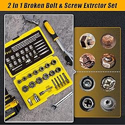 Topec 2-IN-1 Bolt & Screw Extractor Kit, 21PCS Easy
