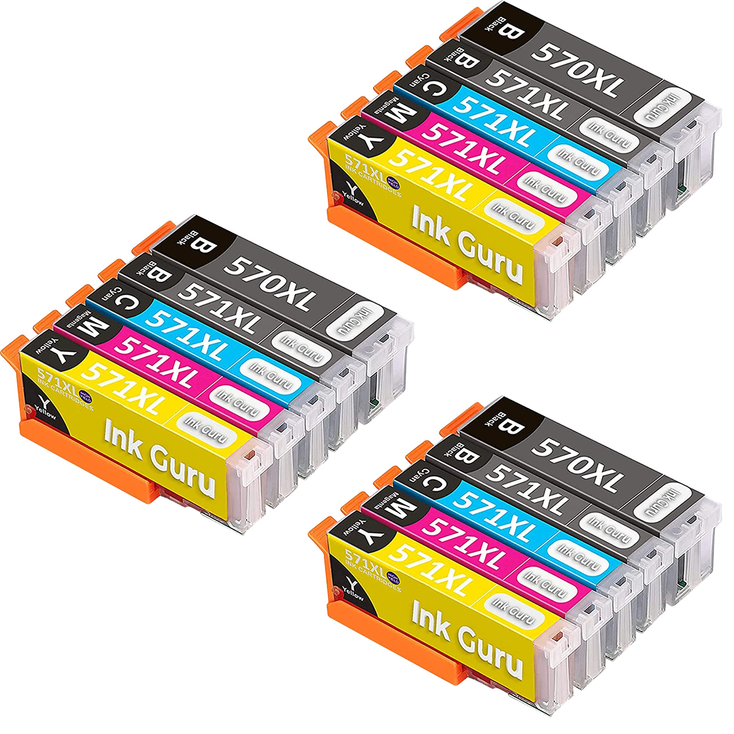 Ink Guru Replacement for Canon PGI-570 CLI-571 Ink Cartridges PGI-570XL CLI-571XL Compatible with Canon Pixma TS5050 MG5750 MG5751 MG5753 MG6850 MG6851 MG6852 TS5051 TS5053 TS5055 TS6050