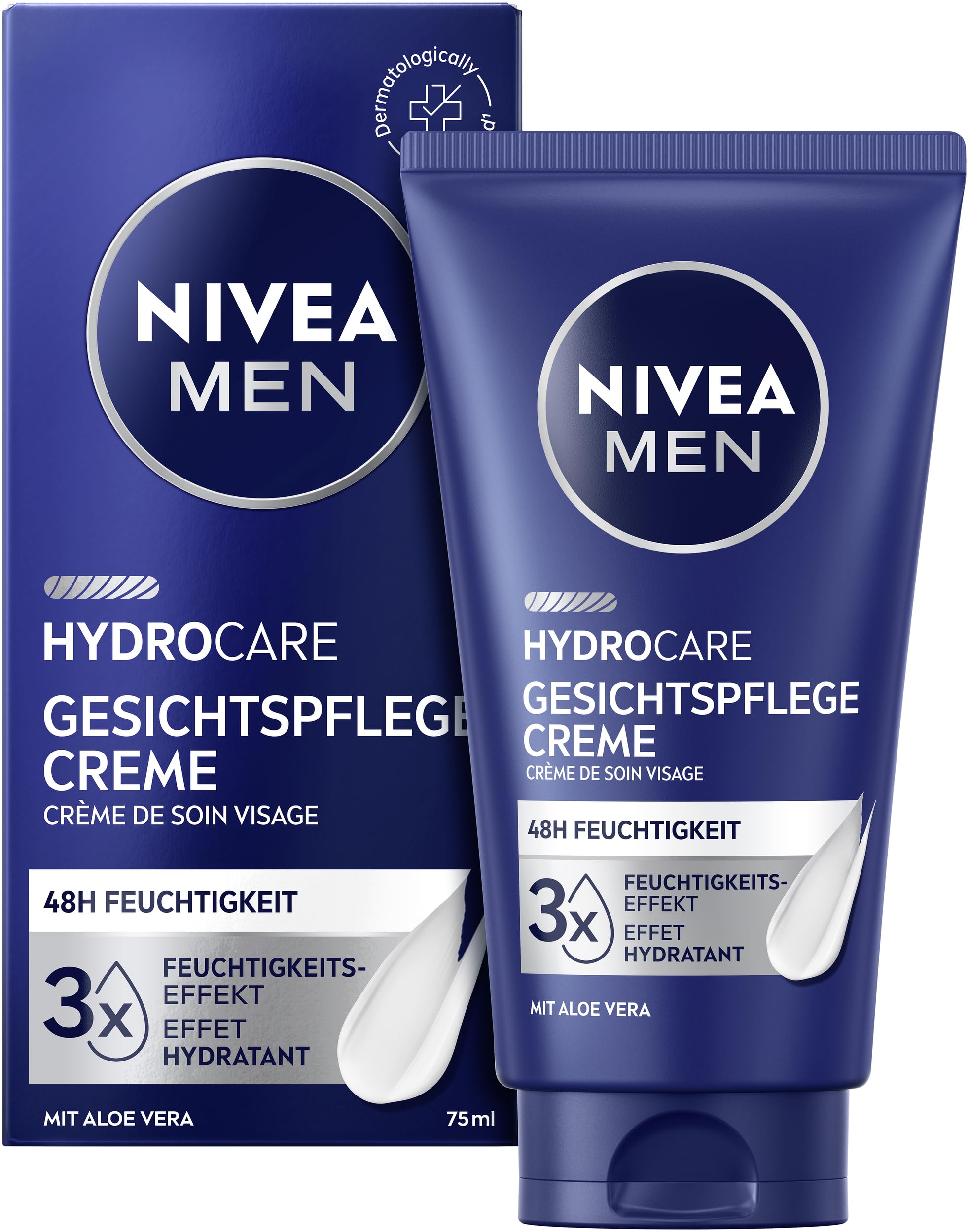 NIVEA MEN Hydrocare Gesichtspflege Creme, 48h Feuchtigkeitscreme für trockene Männerhaut, feuchtigkeitsspendende Gesichtscreme mit Aloe Vera und Provitamin B5 (75 ml) 8