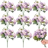 Zeyune 8 Pack 12 Inch Mini Purple and Pink Roses Artificial Flowers with Long Stem 80 Head Fake Blue Rose Silk Flowers for Wedding Bridal Bouquet Baby Shower Decor Table Centerpieces