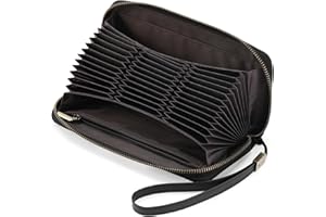 GOIACII Wristlet Women's Wallet 36 Credit Card Holder for Women Large Capacity RFID Blocking Black