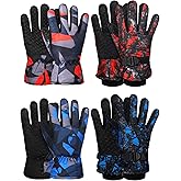 Bencailor 4 Pairs Kids Snow Ski Gloves Winter Waterproof Warm Gloves Unisex Thick Warm Sport Accessories for 8-15 Year Boys Girls Children Cold Weather Outdoor