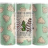 Funny Sweets: Christmas Tree Cake 20oz Skinny Tumbler - Double Wall Skinny Tumbler with Straw and Lid, Insulated Cup Stainless Steel Slim Travel Tumbler for Women, Men, Teens and Kids