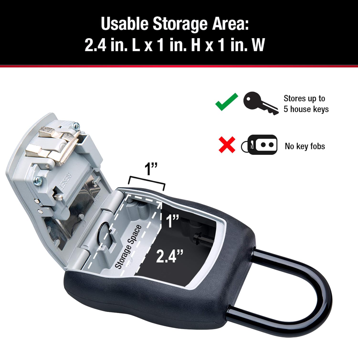 Master Lock 5400D Set Your Own Combination Portable Lock Box, 5 Key Capacity, Black - - 