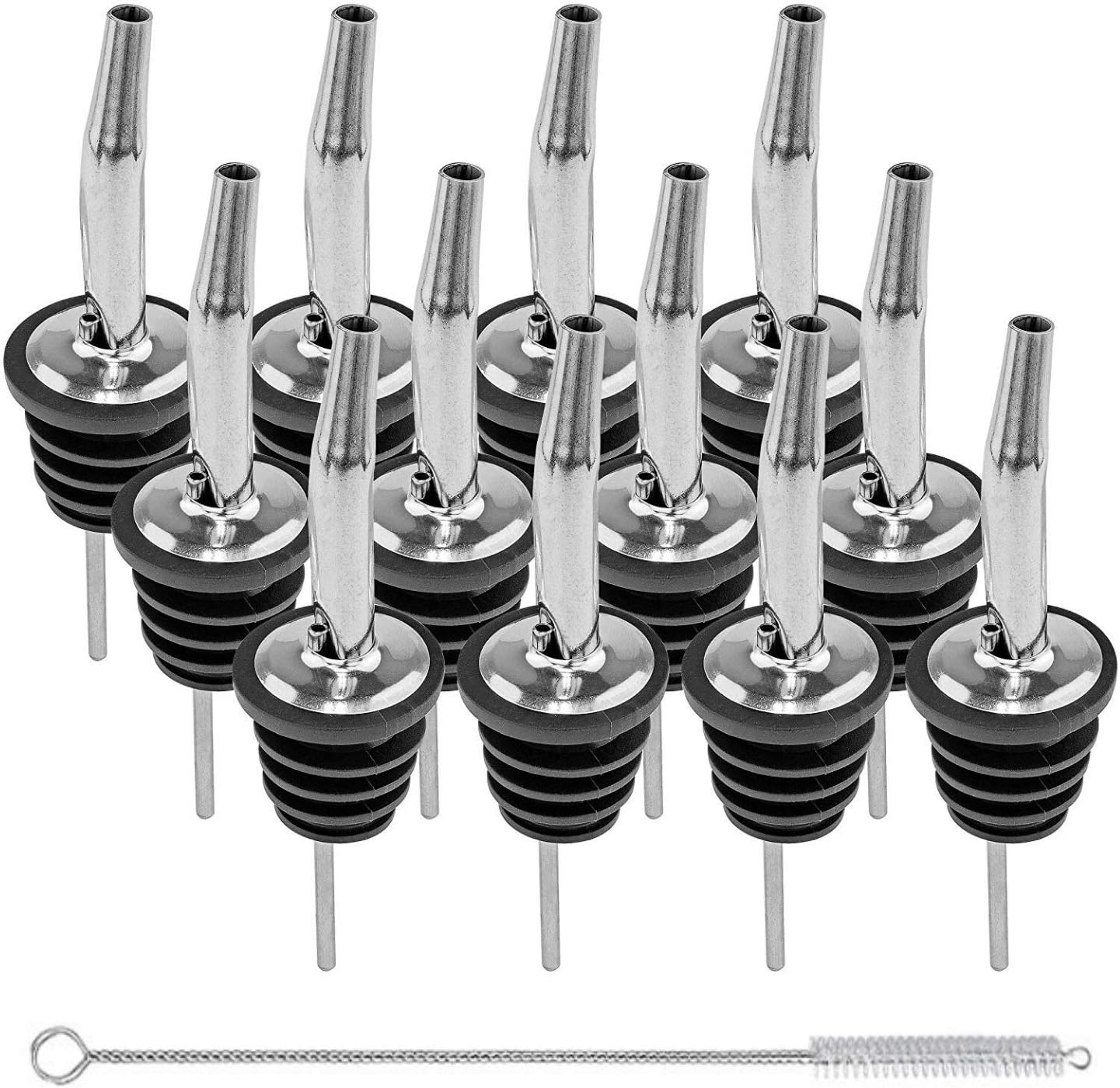 BSW Liquor Speed Pourer, Pack of 12 + Brush, for Bar, Restaurants