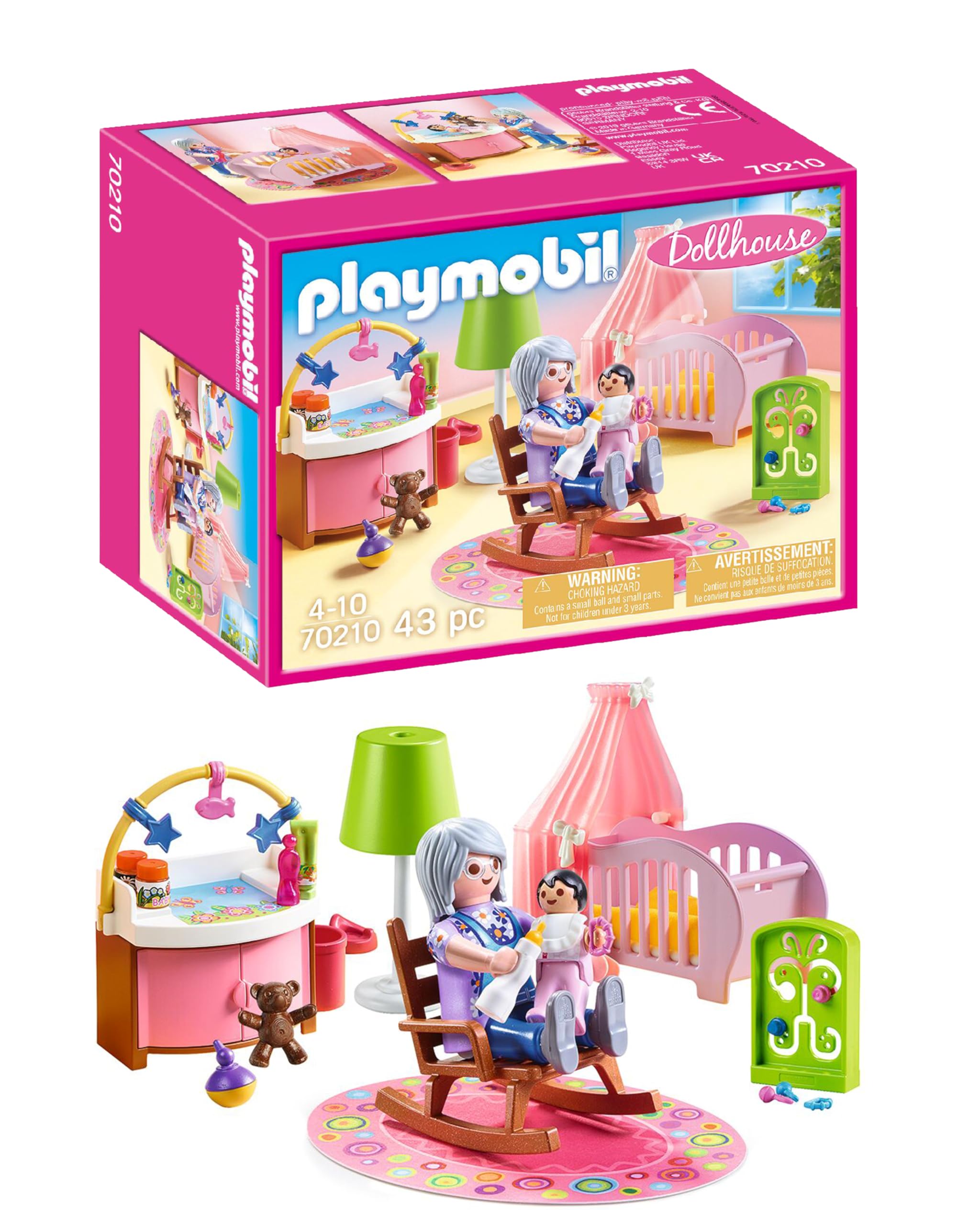 PlayMOBIL 70210 Dollhouse Nursery, Fun Imaginative Role-Play, Playset Suitable for Children Ages 4+
