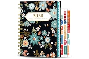 Ymumuda 2026 Planner, Daily Weekly and Monthly Planner，Jan 2026 - Dec 2026, 8.4" x 6.3", 2026 Calendar Planner Book with Tabs, Spiral Notebook with Inner Pocket for Office Home School Supplies