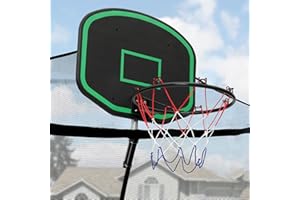 PULAIM Basketball Hoop for Trampoline, Fit for Straight Pole and Curved Pole with Protective Net, Trampoline Basketball Hoop with 2 Mini Basketball and Pump, Easy to Install