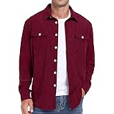 Askdeer Men's Corduroy Button Down Shirts Long Sleeve Casual Shacket Jacket Western Corduroy Shirt Jacket with Flap Pockets