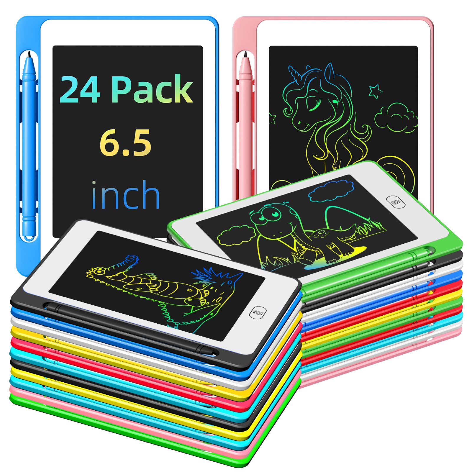 Photo 1 of 24 Pack LCD Writing Tablet for Kids, 6.5 Inch Colorful Doodle Board Drawing Tablet, Erasable Reusable Electronic Drawing Pads, Educational Learning Toys Birthday Gifts for Girls Boys Age 3 4 5 6 7 8