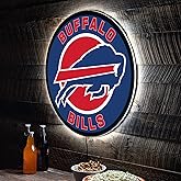 Team Sports America Evergreen NFL Buffalo Bills | Ultra-Thin LED Light Wall Sign Decor | 23 Inch Round | Made in the USA