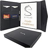 STLYIO Trifold Padfolio - Magnetic Closure. Stretchable Compartment for Tablet, Documents. Elastic Pockets for Phone, Gadgets, Passport, Travel Documents. Letter-Sized Notepad and Gift Box Included.