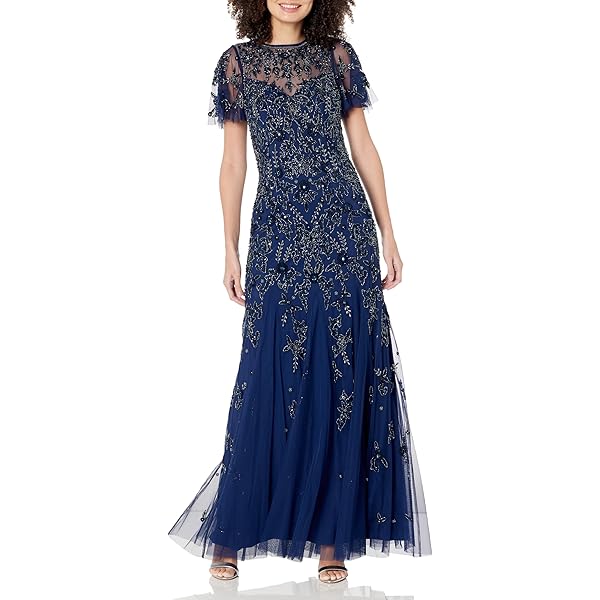 Amazon.com: Adrianna Papell Women's Guipure Lace Gown with Godets and  Beaded Neckline, Navy, 8 : Clothing, Shoes & Jewelry