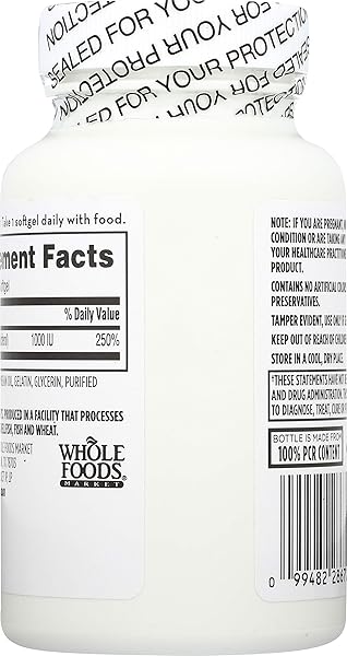 365 EVERYDAY VALUE, VITAMIN D3 1000 IU, CAPSULE, 250 CT