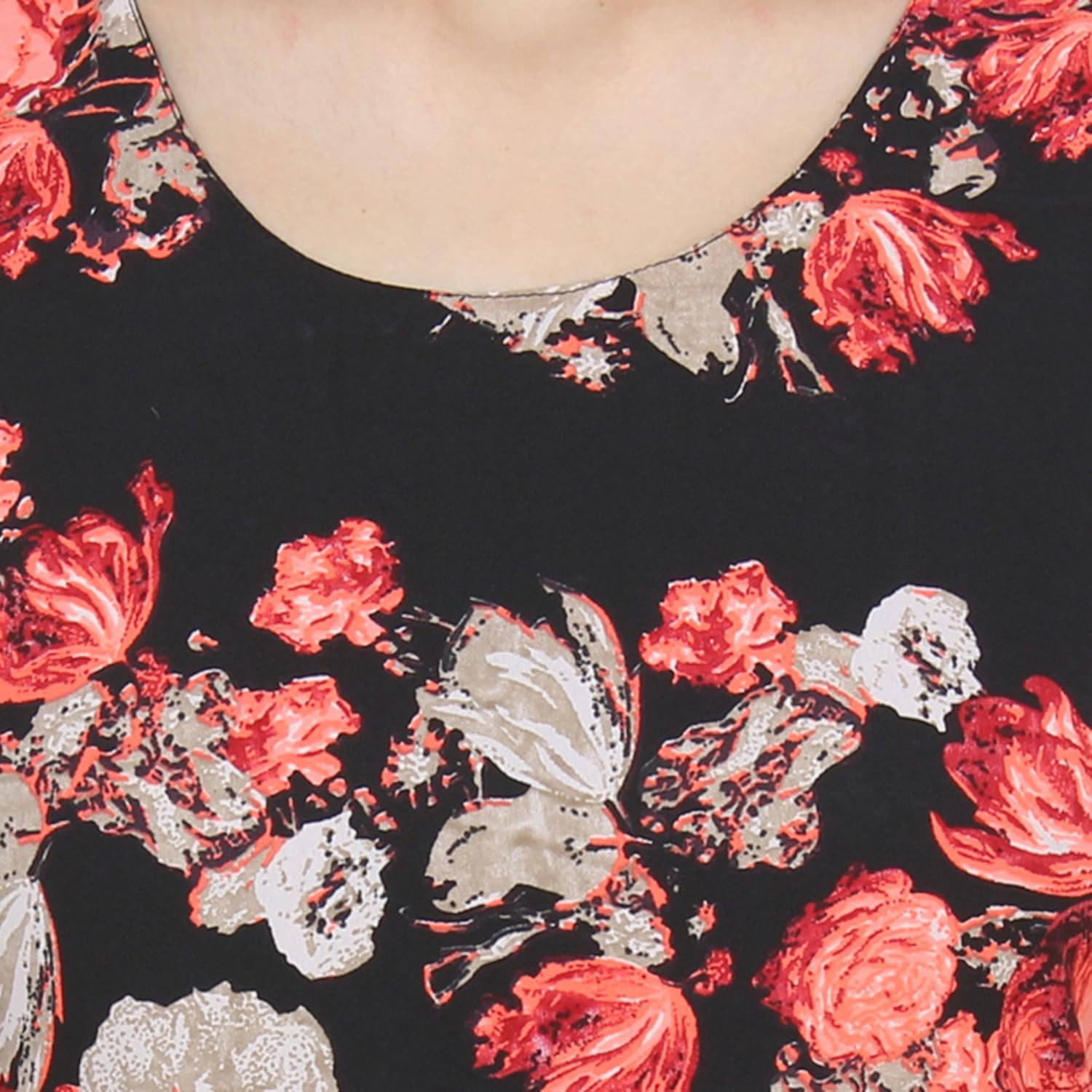 my swag women's crepe floral print sleeveless round neck maxi