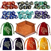REZIPO 6 Sets DND Dice Polyhedral Dice Dungeons and Dragons Rolling Dice for RPG MTG Table Games with Six Drawstring Bags and