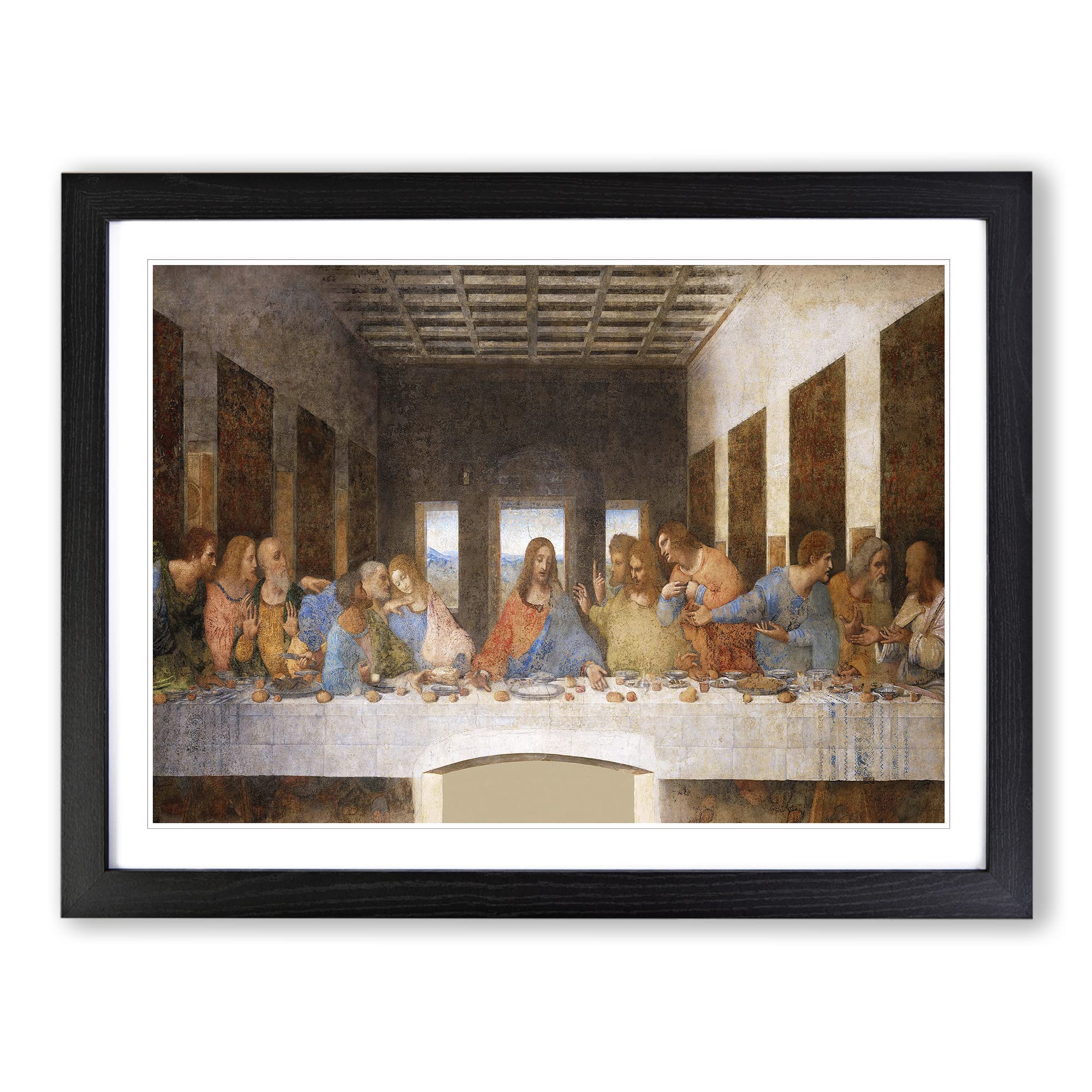 Leonardo Da Vinci The Last Supper Classic Painting Framed Print | A4 Black Framed Wall Art | Ready to Hang | Classic Historical Picture | Living Room Bedroom Lounge Office