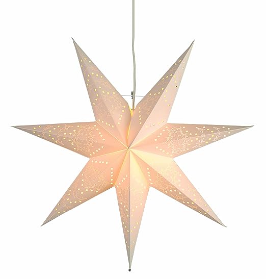 Best Season Papierstern 'Sensy Star 55' inklusive Kabel, Vierfarb-Karton, crème 231-19