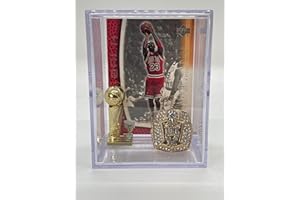 PRO SET Chicago Bulls Replica NBA 1998 Championship Ring Trophy Shadowbox w/MJ Card