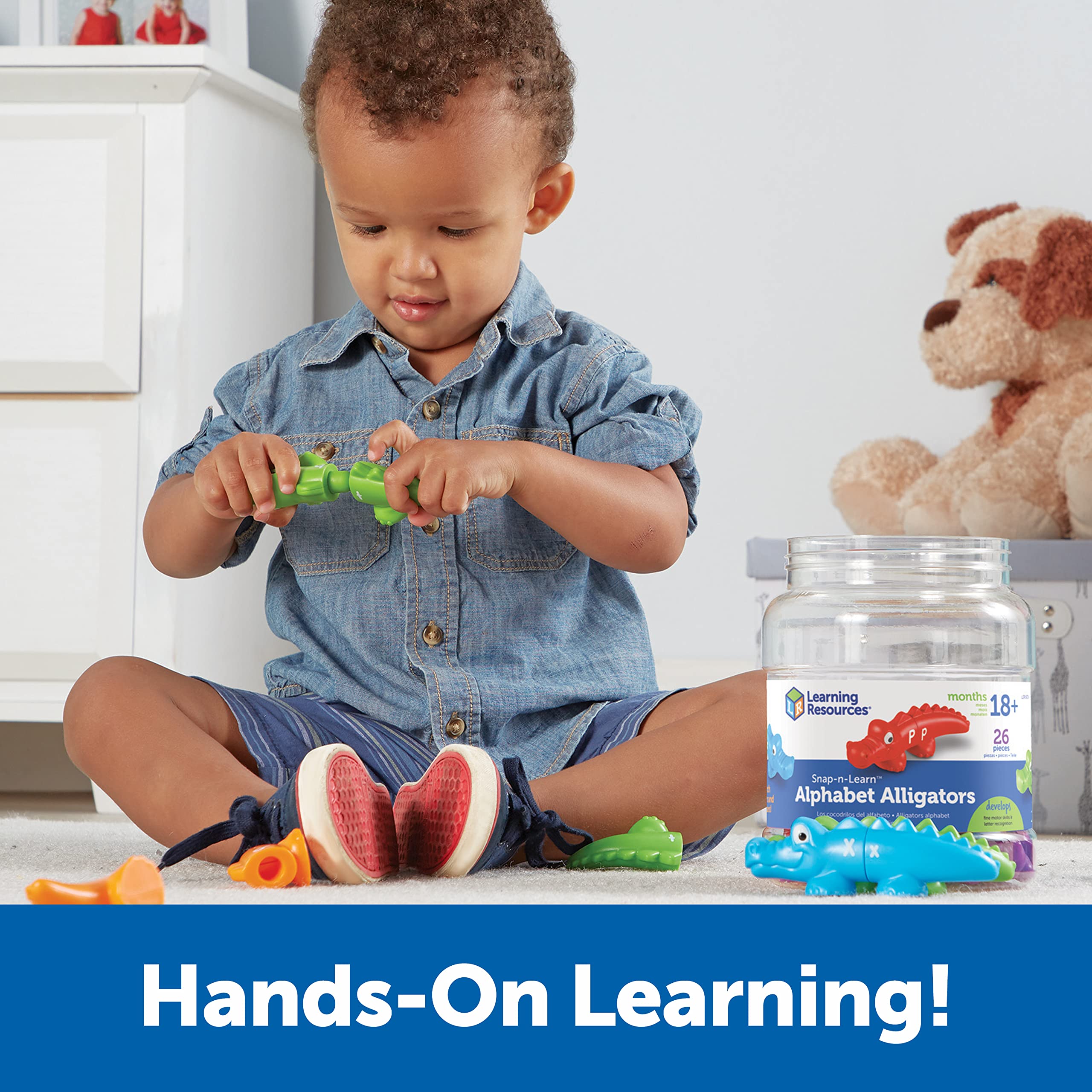 Learning Resources Snap-n-Learn Alphabet Alligators - Toddler Toys, Preschool ABC Activities, Fine Motor Skills, Alphabet Manipulatives, Phonetics and Reading, Sensory Gifts for Boys and Girls