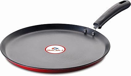 Bajaj Ceramic Induction Base Non-Stick Flat Tawa, 25cm, Black