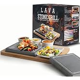 Artestia Hot Stone Grill Set for Steak Cooking Stones with Bamboo Tray | Includes 2 Granite Stones, Bamboo Serving Tray, 3 Sauce Bowls and Plate for Restaurant-Style Tabletop Cooking Indoor/Outdoor