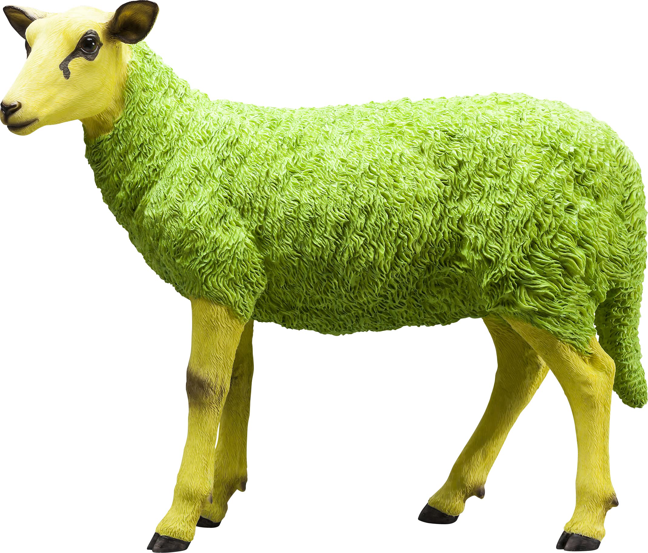 Kare Design Deco Figurine Sheep, Green/Yellow, Animal Motive, Decorative Decor, Home Decor for Living Room, Bedroom, Dining Room, Hallway, 60x21x49 cm (H/W/D)