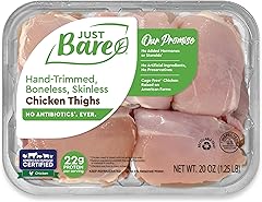 Just Bare® Chicken Natural Fresh Chicken Thighs | Antibiotic Free | Boneless | Skinless | 1.25 LB