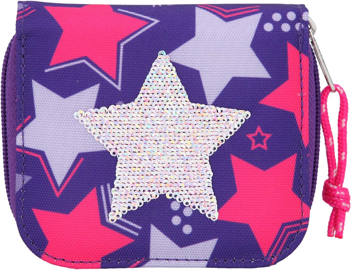Depesche 10675 TOPModel Wallet with Star Made of Sequins, Approx. 10 x 11.5 x 3 cm, Plain, One Size