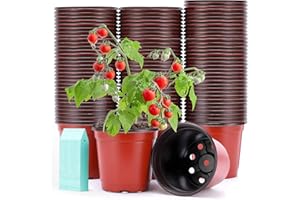 Sfee 100 Pack Plant Nursery Pots 4 inch Plastic Plant Pots, Soft Durable Reusable Seed Starting Pots for Succulents Plants Ve