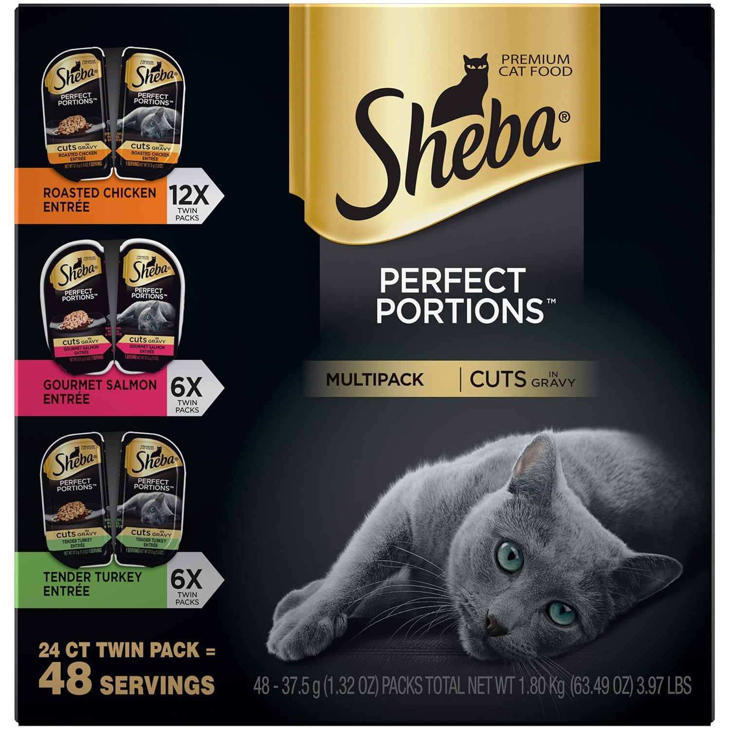 Sheba Perfect Portions Cuts in Gravy Wet Cat Food Tray Variety Packs