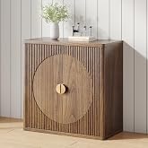 31.5" Fluted Sideboard Cabinet with Shelves &amp; Soft-Close Doors (1, Walnut) | 3 Adjustable Shelves.Soft-close Doors with Metal Handles.Anti-tip Device.For Dining Room/Kitchen/Living Room.